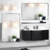 36x30inch Glossy Brushed Silver Rounded Corner Rectangle Wall Mirror For Bathroom Metal Frame Wall W2091126974