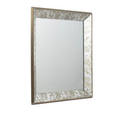 24" x 24" Antique Silver Square Mirror with Floral Accents, Decorative Display Tray, Hanging Mirror, W2078124349