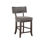 Rustic Aesthetic Dark Cherry Finish Counter Height Chair Set of 2 Wood Framed Nailhead Trim Fabric B011P184614