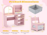 2-in-1 Kids Vanity & Writing Desk Set - LED Lighted Shatterproof Mirror , Pink 29083639