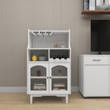 Living room White wine cabinet with removable wine rack and wine glass rack, a glass door cabinet W28265029