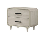 1pc Contemporary Style Two Drawers Nightstand Solid Wood Unique White Finish Bedroom Furniture B011P311879