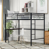 ZNTS Twin Metal Loft Bed with Desk, Ladder and Guardrails, Loft Bed for Bedroom, Black MF286452AAB