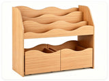 3-Tier Kids Bookshelf Toy Storage Organizer with 2 Rolling Drawers, Rounded Corner Anti-Tipping 55652413