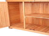 Double Doors Fir Wooden Garden Yard Shed Lockers Outdoor Storage Cabinet Unit Orange Red 38440090