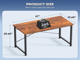 47" Computer Desk Gaming Table Home Office Writing Study Workstation with Sturdy Metal Frame, Rustic 88323719