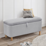 ZNTS Basics Upholstered Storage Ottoman and Entryway Bench GREY W1805137546