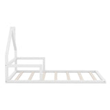 Twin Size Wood Floor Bed with House-shaped Headboard, White WF304145AAK