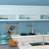 Pot Filler Faucet - Wall Mount Kitchen Sink Faucet Folding Stretchable with Single Hole Two Handles W124365377