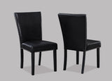 2pc Transitional Upholstered Side Chair with Nailhead Trim Black Faux Leather Upholstery Tufted B011P148067