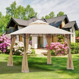 ZNTS 10ft x 10ft Outdoor Patio Gazebo Canopy Tent Beige 33119017