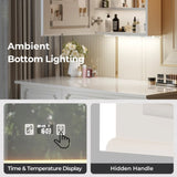 White Particleboard LED Mirror Cabinet , Acrylic Frame, 1 Door, 4 Shelves, with Time & 64671895
