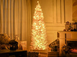 HOMCOM 7' Tall Pre-Lit Slim Noble Fir Artificial Christmas Tree with 200 Warm White LED Lights and W2225137771