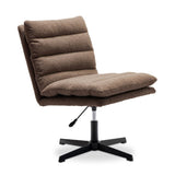 ZNTS Brown Teddy Fabric 360&deg; Swivel Accent Chair, Cross Legged Office Chair, Adjustable Armless Wide Home W1164P239089