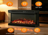 EF-25 24-Inch Built-In Electric Fireplace Insert - 120V 1500W, Black Steel, 3-Side Glass, Adjustable 35221405