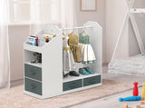Kids Costume Organizer Costume RackKids ArmoireOpen Hanging Armoire Closet with Mirror-WHITE 47355127