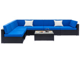 Fully Equipped Weaving Rattan Sofa Set with 2pcs Middle Sofas & 4pcs Single Sofas & 1 pc Coffee 61740829