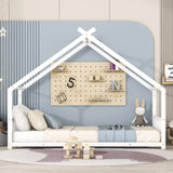 Twin Size Metal House Bed, White MF305886AAK