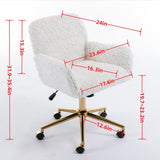 ZNTS A&A Furniture Office Chair,Artificial rabbit hair Home Office Chair with Golden Metal W1143P154102