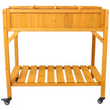 Elevated 8 Pocket Herb Garden Bed, Mobile Raised Customizable Wood Planter for Herbs, Vegetables, W465P189512