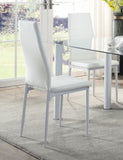 ZNTS Modern Style White Metal Finish Side Chairs 2pc Set Faux Leather Covered Contemporary Dining Room B01167365