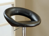 Black Faux Leather Stool Adjustable Height Chairs Set of 2 Chair Swivel Design Chrome Base PVC B01149814