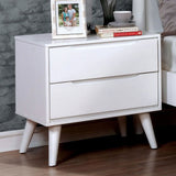 Mid-Century Modern White Color 1pc Nightstand Bedroom Furniture Solid wood Round Tapered Legs B011P218338