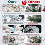 Artificial 6ft Flocked Christmas Tree with 888 PVC Branch Tips, Pine cone*36pcs, memory wireiron 26187002