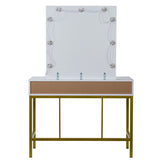 ZNTS Single Mirror With 2 Drawers And Light Bulbs, Steel Frame Dressing Table White 06352762