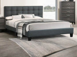 Modern 1pc Queen Size Bed Charcoal Polyfiber Tufted Headboard Platform Bedframe Bedroom Furniture B011P243654