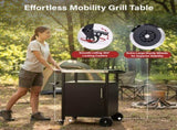 Outdoor Grill Table Cart with Stainless Steel Movable Kitchen Island with Large Storage 21663639