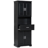 ZNTS Tall Bathroom Cabinet with Four Doors, Large Storage Space Open Shelve, Upper Storage Cabinet, Black 41680968