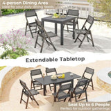 Retractable outdoor dining table, gray patio table for 4-6 with Aluminum Frame 53682581