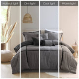 7 Piece Micro Corduroy Comforter Set Grey Queen B035P266661