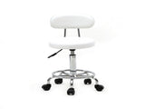 Round Shape Adjustable Salon Stool with Back and Line White 46930452