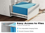 3-Drawer File Cabinet with Wheels, Rolling Wood Printer Stand with Open Storage Shelves 77328621