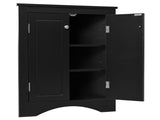 Black Triangle Bathroom Storage Cabinet with Adjustable Shelves, Freestanding Floor Cabinet for Home 62126568