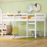 ZNTS Solid Wooden, Rubber Wooden Twin Loft Bed with Ladder, Bed Platform of Strengthened Slats , White W504P190951