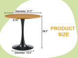 Round Dining Table, 31.5" Circle Tulip Table with Thickened Tabletop & Metal Pedestal, Mid Century W2920P518747