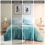 Full/Queen Ombre Shaggy Long Fur Comforter Mini Set B03595985