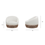 Willow 35.5" Upholstered Woven Patio Deep Seating Armchair, Golden Brown Wicker Frame, Wheat Beige B2719P305699