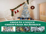 7 FT Snow Flocked Pre-lit Artificial Pop Up Christmas Tree with 170 Warm Lights and Golden Ornaments 44029912