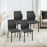 Dark Grey PU Leather Dining Chairs Set of 4 Faux Leather Dining Chairs Living Room Chair Modern W1164P195156