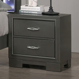 ZNTS Metallic Gray Color Nightstand Bedroom 1pc Nightstand Solid wood Acrylic Hardware 2-Drawers bedside B011126171