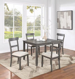 Classic Stylish Gray Natural Finish 5pc Dining Set Kitchen Dinette Wooden Top Table and Chairs B011P149000
