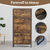 Shoe Cabinet with 3 Flip Drawers, Slim Freestanding Hidden Organizer with Drawer, metal handle W2948P245242