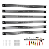Silver Magnetic Tool Organizer Strips - Carbon Steel Construction, Ideal for Clutter-Free 85942664