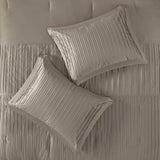 7 Piece Polyester Charmeuse Comforter Set Taupe King B035128911