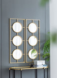 3 Mirror Piece Wall Mirror in Gold Rectangular Frame, Home Wall Decor for Bedroom Living Room, W2078124320