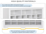 ON-TREND Sleek Design 24 Shoe Cubby Console, Modern Shoe Cabinet with Curved Base, Versatile WF309308AAK